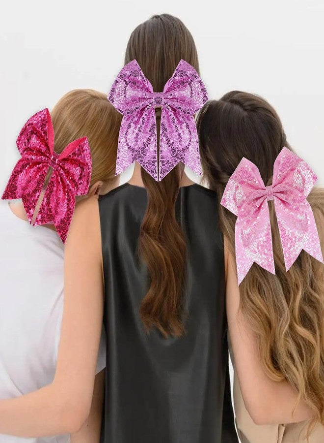 ZOLYCO Large Big 7 Inch Glitter Bow Clip Sequin Bling Party Hair Accessories for Women Teens Girls Kids 1 Pcs (Hot Pink) - Image 3